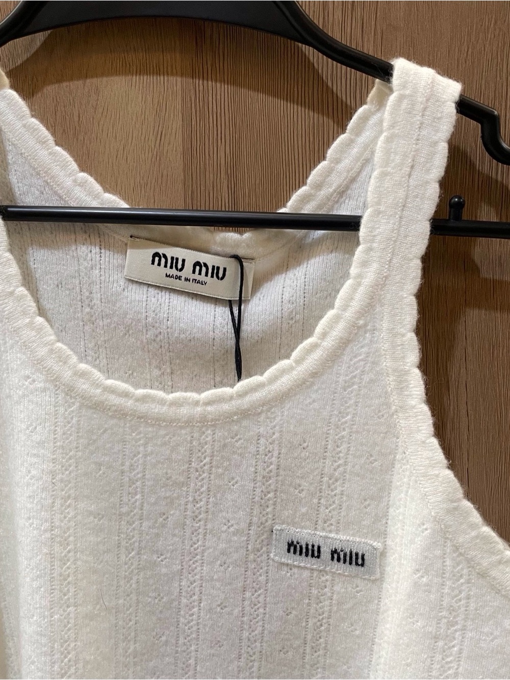 Miu Miu White Ribbed Knit Tank Top - Picture 5 of 7